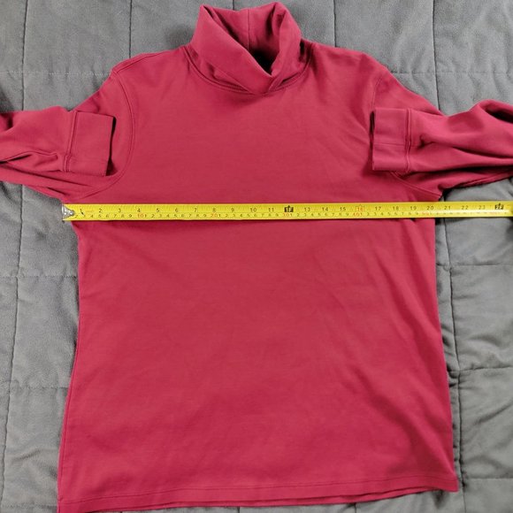 LL Bean Mens Large Red Turtleneck Shirt Regular Fit Long Sleeve Casual Comfort - Picture 5 of 8